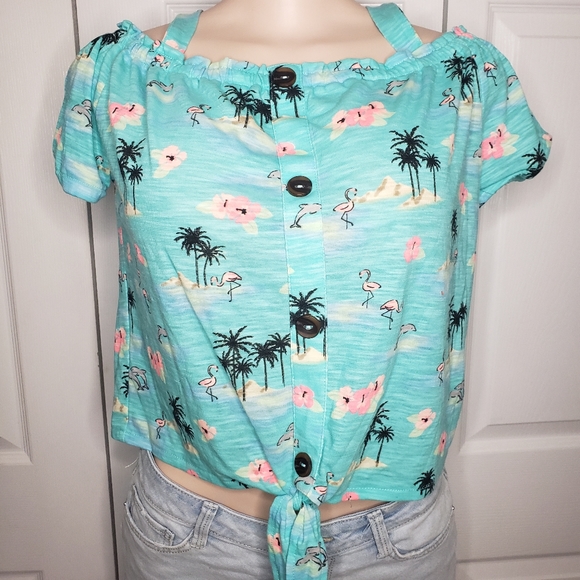 Arizona Jean Company Tops - Tropical Cold Shoulder top